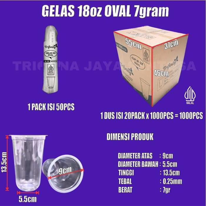 READY Gelas oz Oval 12oz 14oz 16oz 18oz 22oz Per Dus Bening Cup Plastik Gjk Medan