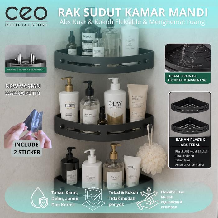 Ikea - Rak Tempat Sabun Tempel Sudut Kamar Mandi Minimalis Plastik Abs Putih Hitam Rak Sabun Dinding