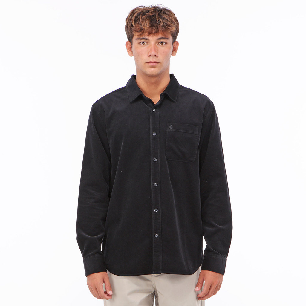 VOLCOM - MLH ZANDER CORD LONG SLEEVE SHIRT BLACK COMBO