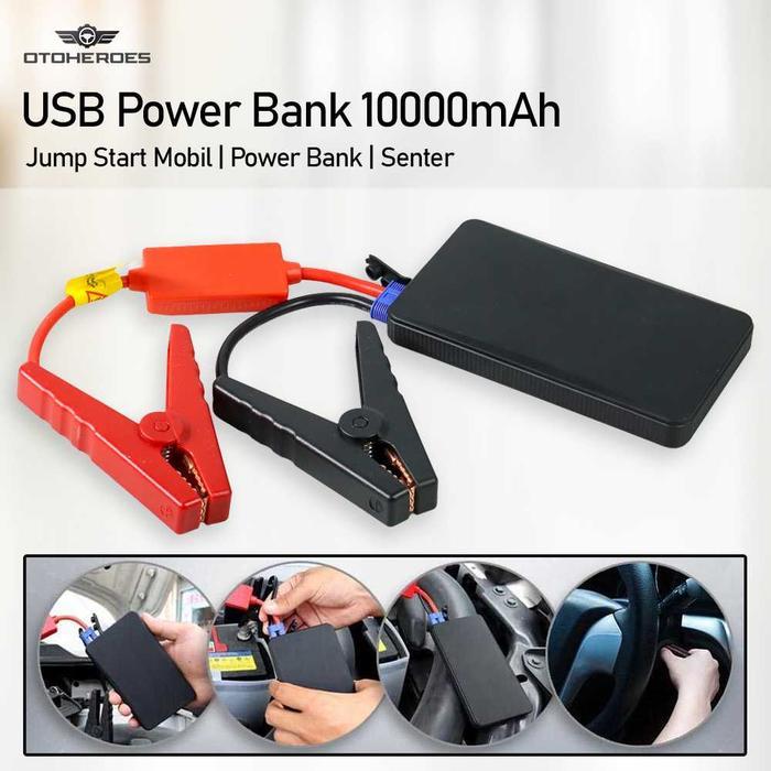 Power Bank Jump Starter Mobil 10000Mah Usb & Senter Emergency