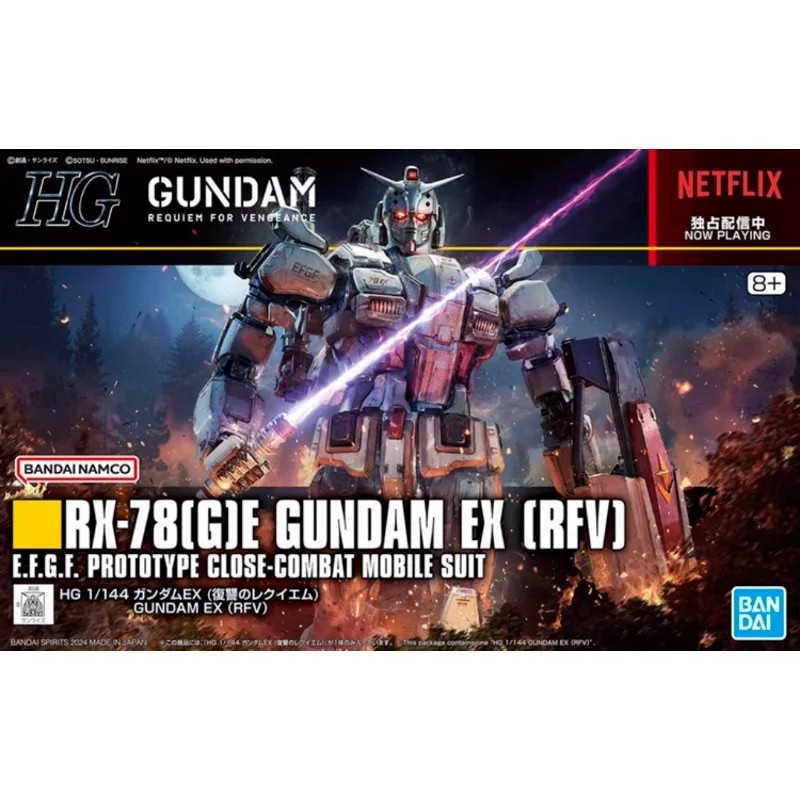Bandai Original GUNDAM Anime Model HG 1/144 RX-78(G)E GUNDAM EX (RFV) Action Figure Assembly Model