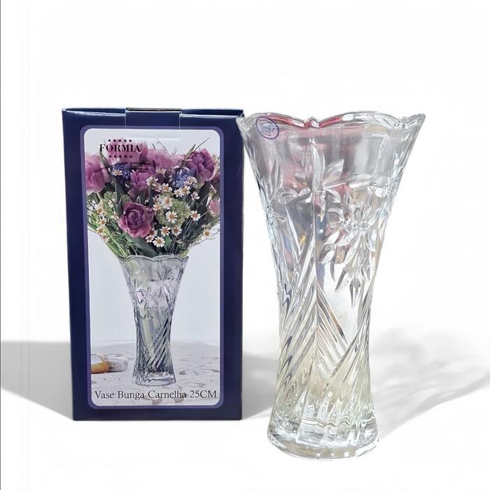 TERLARIS Formia Crystal Flower Vase I Vas Bunga Kristal I Formia Clear Vase Bunga Kualitas Terbaik