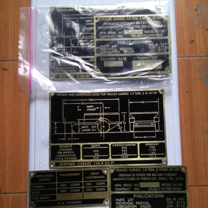 * Data Plate Anhang / Trailer / Gandengan *