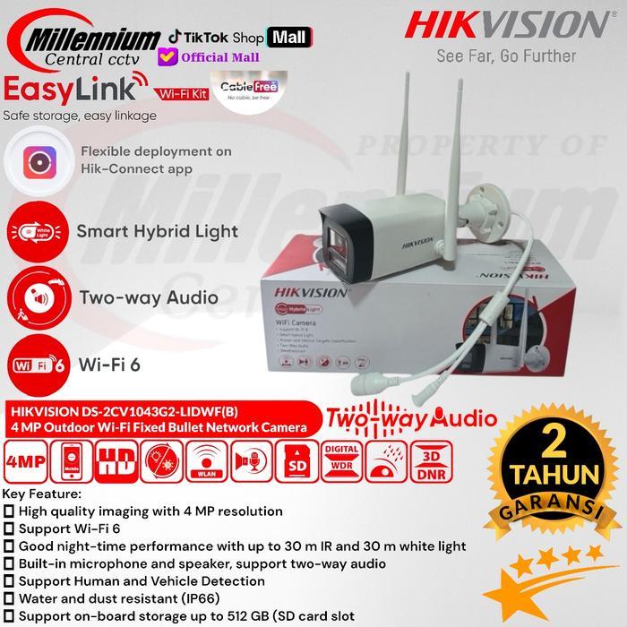 READY HIKVISION IP Camera CCTV WiFi Outdoor 4MP DS-2CV1043G2-LIDWF Kamera Jaringan Outdoor dengan
