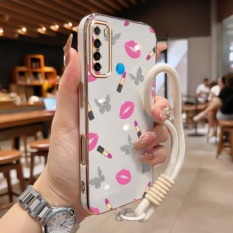 Casing Untuk Xiaomi Redmi Note 8 Note 8T Note 8 Pro Case Casing pola lipstik Kesing Sisi Electroplat