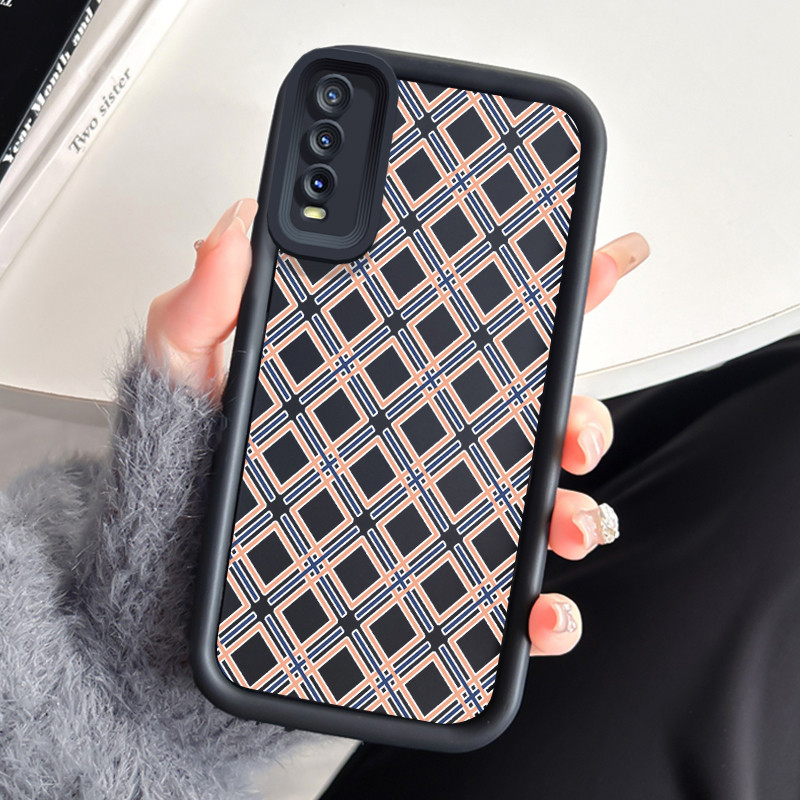 Casing Hp VIVO Y20 Y20s Y20i Y20T Y12s Y12a Y30G Y11s Case Kotak-Kotak Gaya British Classic Kasing D