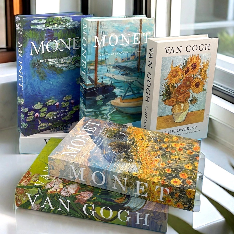 Van Gogh Monet Picasso Star Series Fake Book Storage Box Luxury Decorative Books Abstract Coffee