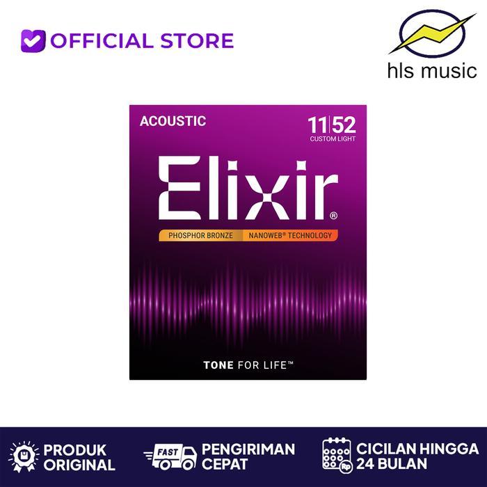 Original Elixir String 16027 Nanoweb Phosphor Bronze Senar Gitar Akustik 11-52