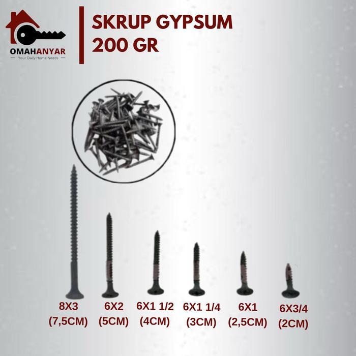 200 Gram Skrup Sekrup Gipsum Gypsum Drywall Screw Erdos Bukan Taping Isp Isj Sip Chw Ecer