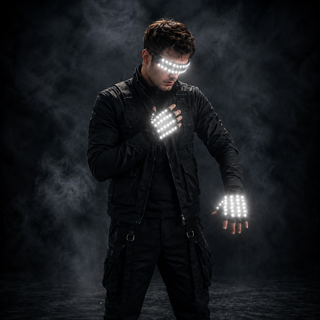 LED Glowing Gloves with Fluorescent Show, Creative Personality, Halloween, Christmas, Stage, DJ