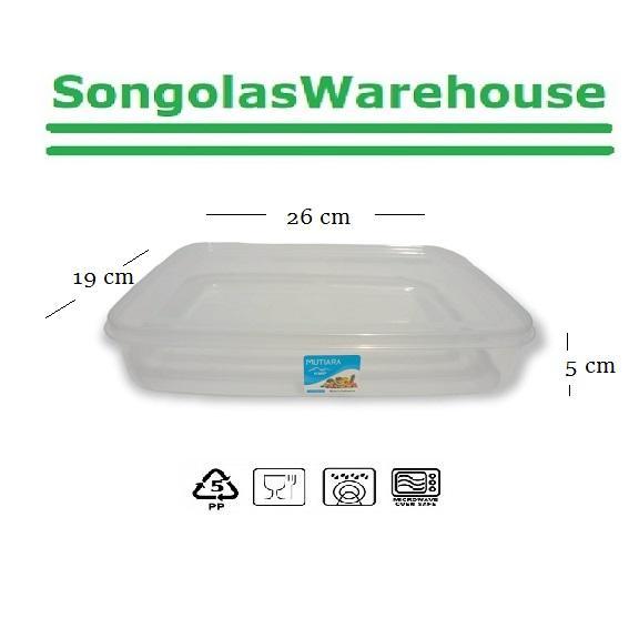 6 PCS Mutiarapack 2000 ml / 2 liter (26.5x19.5 h:5) Kotak Plastik bening transparan Box Wadah