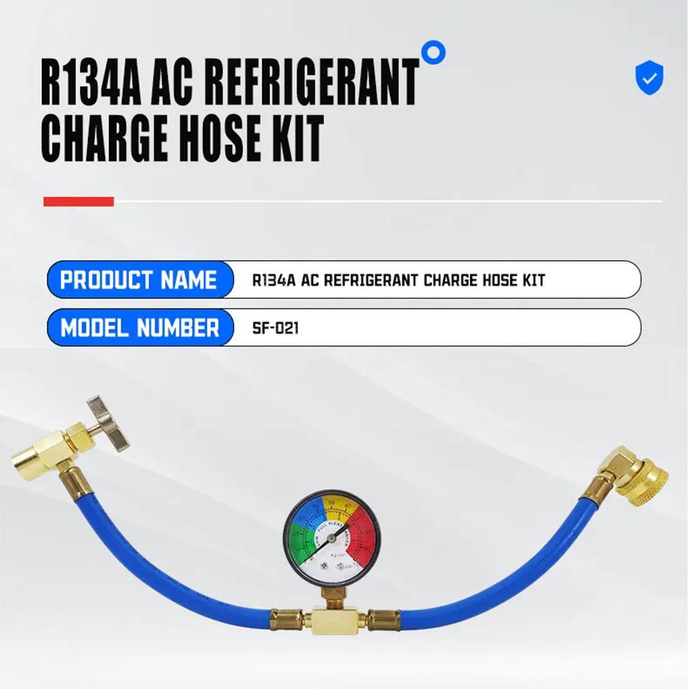 Car AC Air Conditioning R134A Refrigerant Recharge Measuring Hose With Pressure Gauge Pressure Gauge