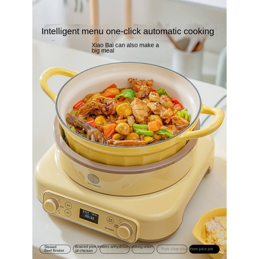 Enamel Pot Induction Cooker Soup Household 25cm Stew Thermal Casserole Multi-Function Wok Flat Pot I