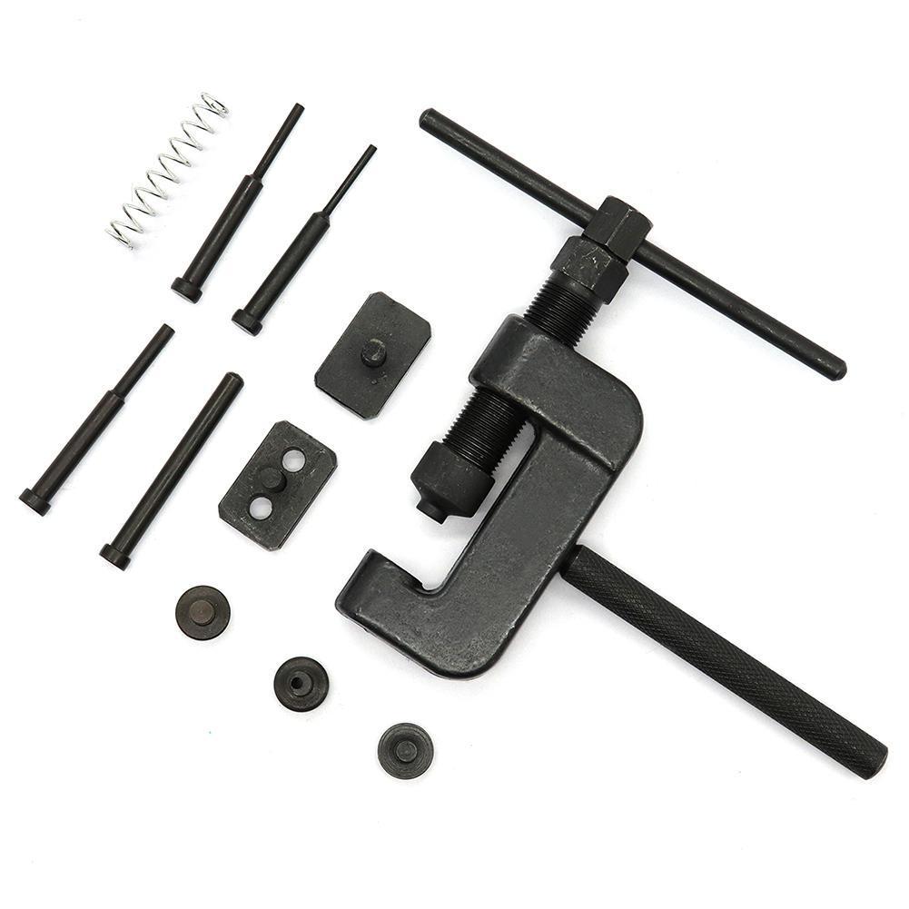 Motorcycle 4 Pins Chain Cutter Breaker Splitter Riveting Tool Rivet Repair Set For Chain