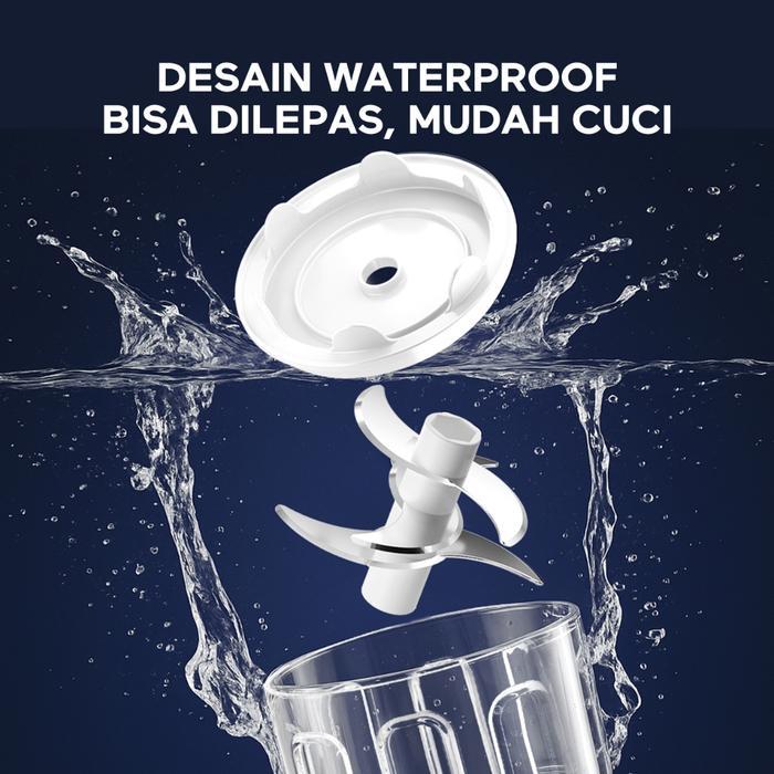 Ecentio Mini Chopper Multifungsi Kaca Blender Portable 6 Mata Pisau 250Ml Food Processor Portable