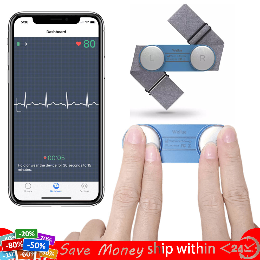 Handheld & Wearable ECG EKG Monitor Track Made Easy EKG Heart Rate