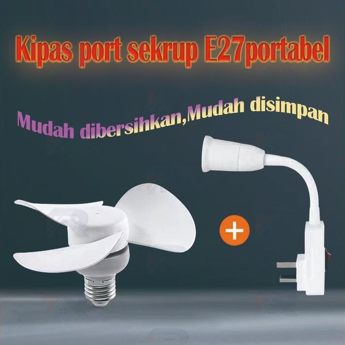 New Lampu kipas angin gantung plafon Kipas USB E27 berputar 360 kipas kecil portabel