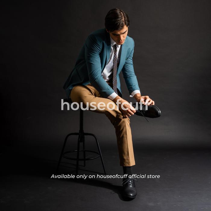 Sepatu Kulit Pria Formal Pantofel Oxford Quarter Cap Toe Hitam