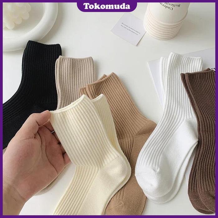 TOMU COD Kaos Kaki Wanita Kartun Putih Kaus Kaki Katun Sejuk Hijau Kaus Kaki Mode Jepang Korea Kaus