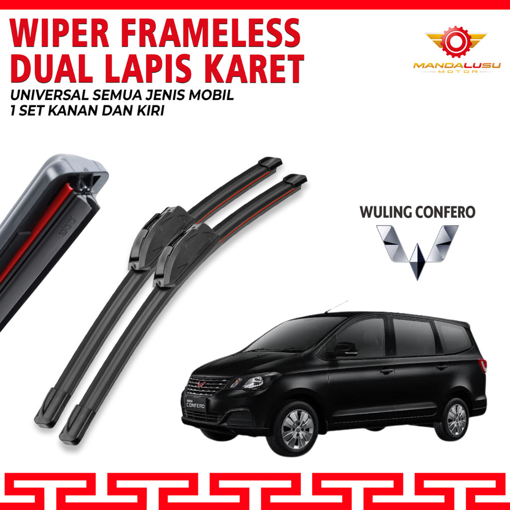 Wiper Blade Wuling Confero Double Karet Pembersih Kaca Depan Mobil 1 Set Kiri dan Kanan