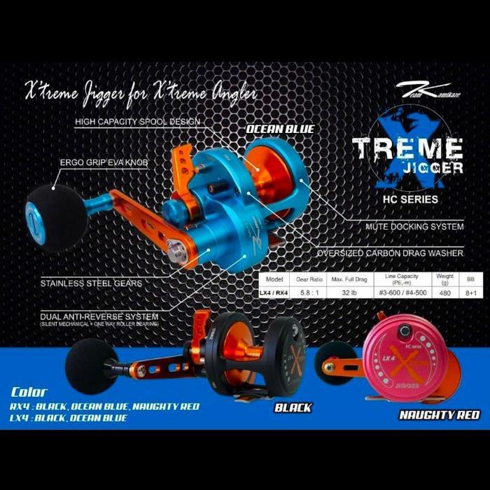 Reel Team Kamikaze XTREME JIGGER LX 4 HC SERIES Handle kiri Best Quality