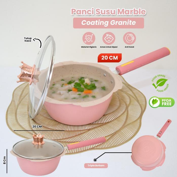 Original Panci Mpasi Set Bayi 4Pc Bonus Kukusan Coating Granit Keramik