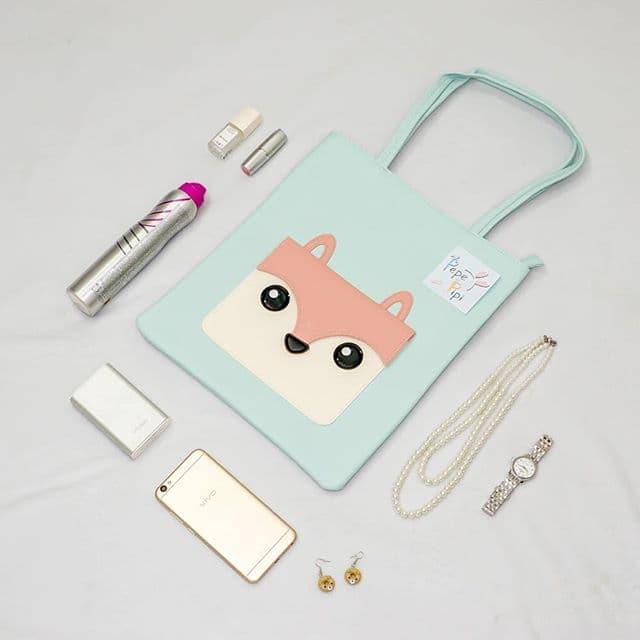 JUAL Fox Tote Bag / Tas Rubah Totebag Kulit dengan resleting