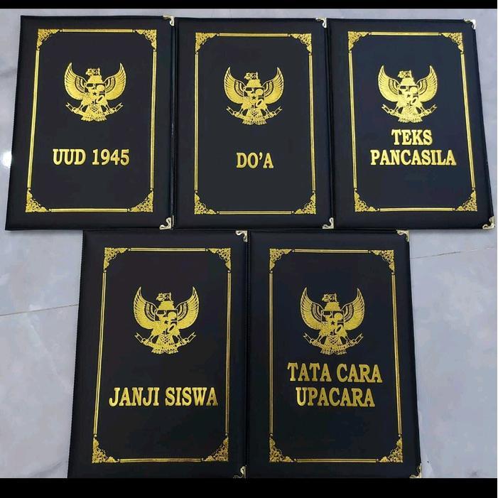 Paket 5 Map Upacara Bendera/Bahan Kulit Sintetis/Tulisan Hot Print/Tulisan Embos/Sudah Ada Teks Nya
