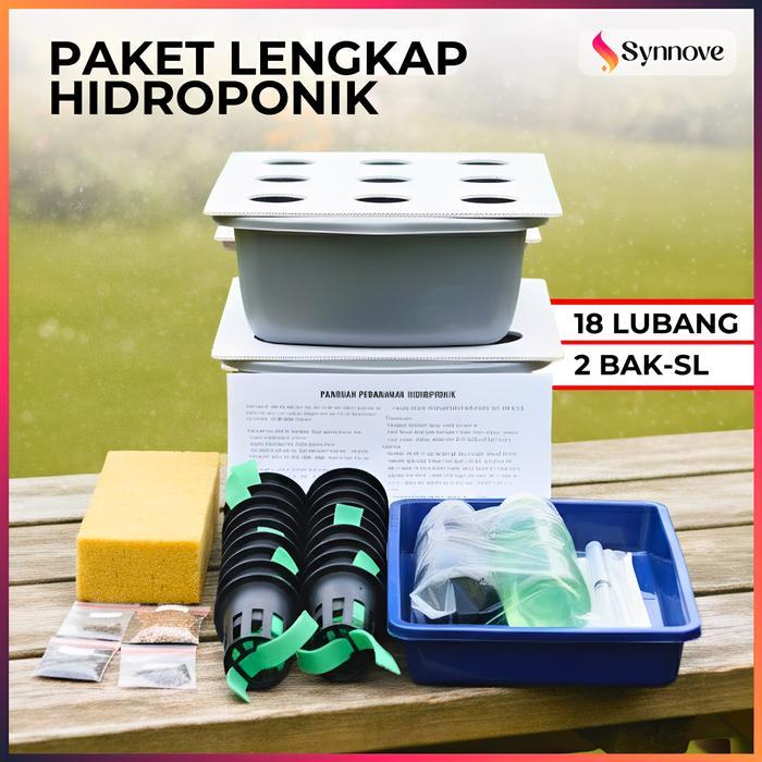 Paket Hidroponik 18 Lubang 2 Bak LENGKAP Rockwool Hidroponik Paket Hidroponik Pemula Lengkap