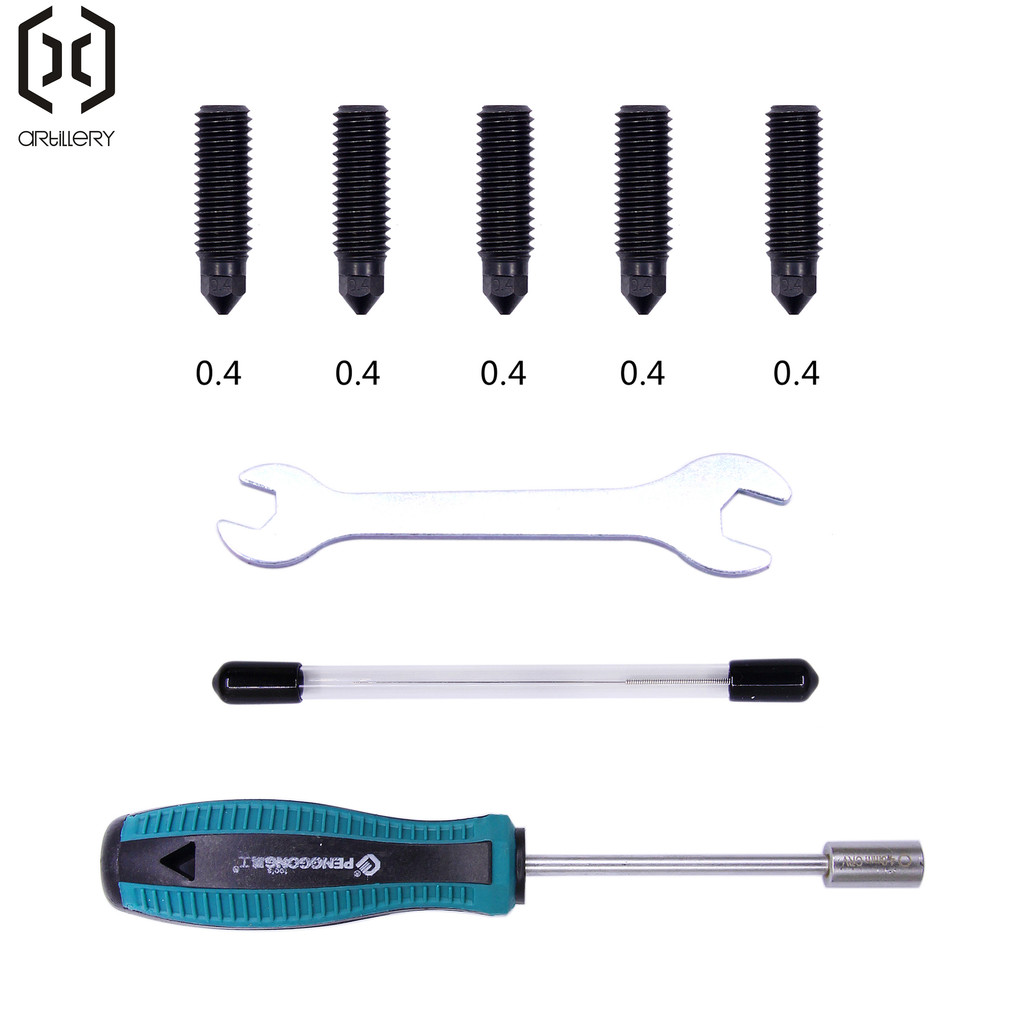 TERBAIK ARTILLLERY 0.4mm Black Hardened Steel Nozzle Kit Sidewinder X3/X4 Series Suitable