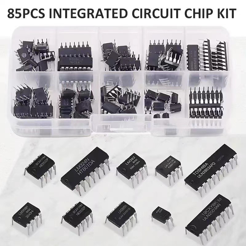 85PCS Integrated Circuit Chip Kit 10 Specifications IC-NE555 IC-LM324 IC-LM358 DIP Single Precision