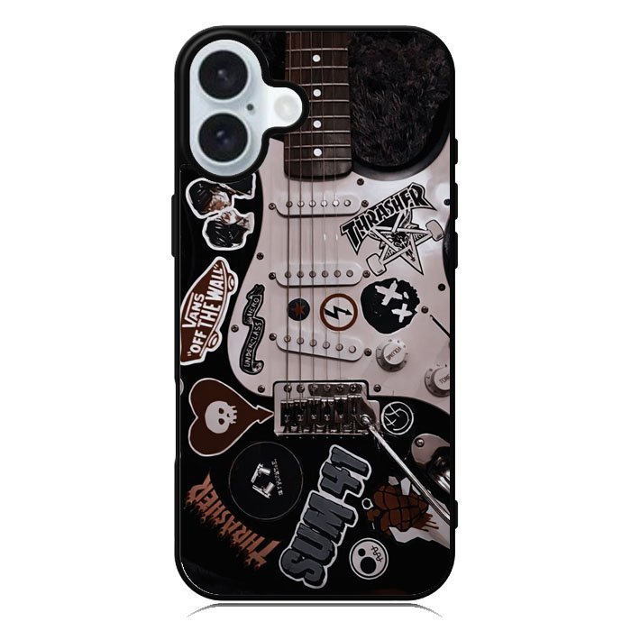 Sticker-Bomb Strat Thrasher x Vans CN0130 Casing Custom iPhone 17 16 16e 15 14 13 12 11 Pro Max Plus