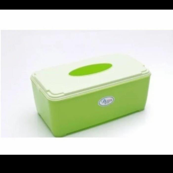 Kotak Tissue Persegi Panjang Plastik Warna Hijau Awet Kuat Murah Tebal Premium Tantos 21X11X9CM Temp