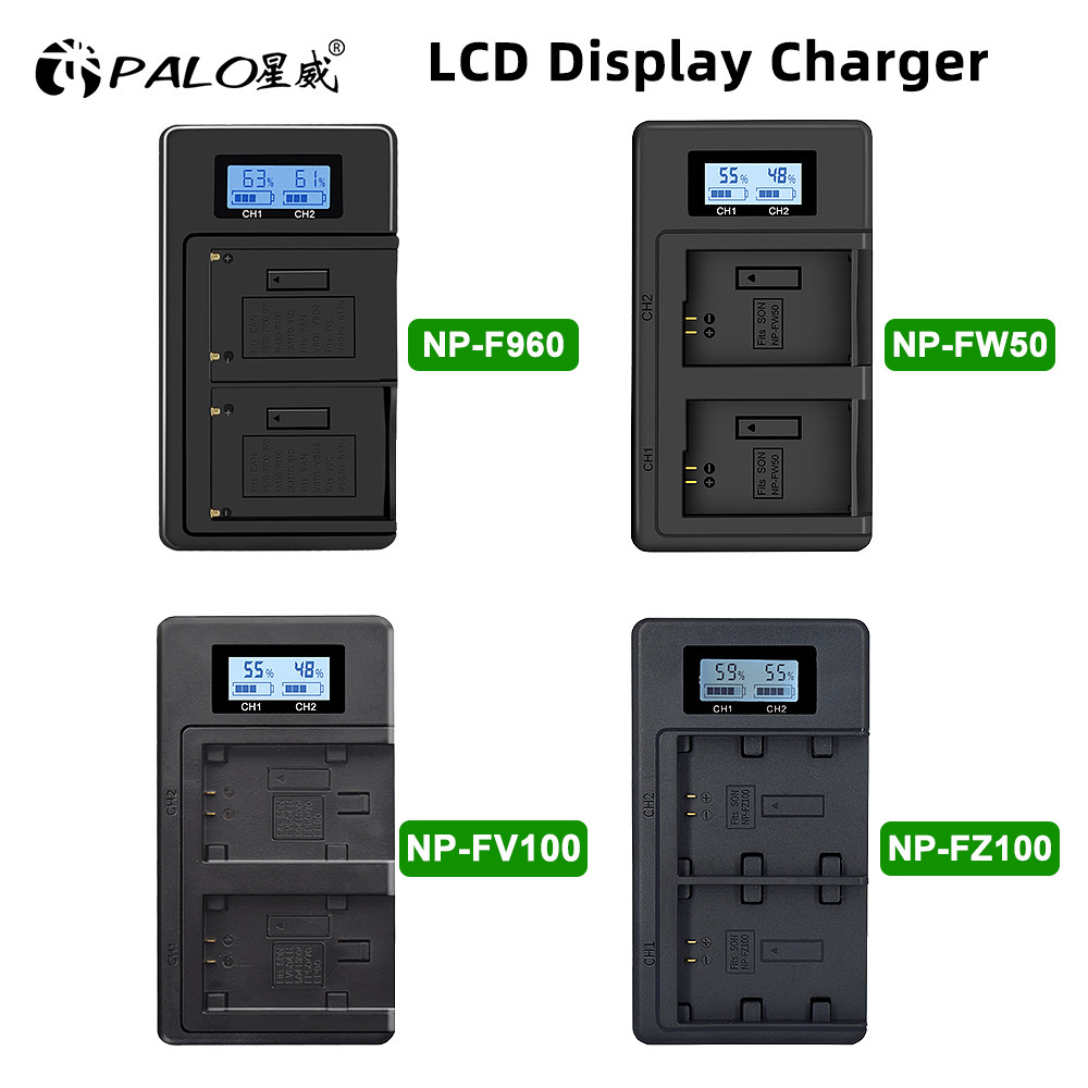 NP-FW50 NP-FZ100 NP-F960 NP-970 NP-FV100 LCD USB Dual Charger LCD