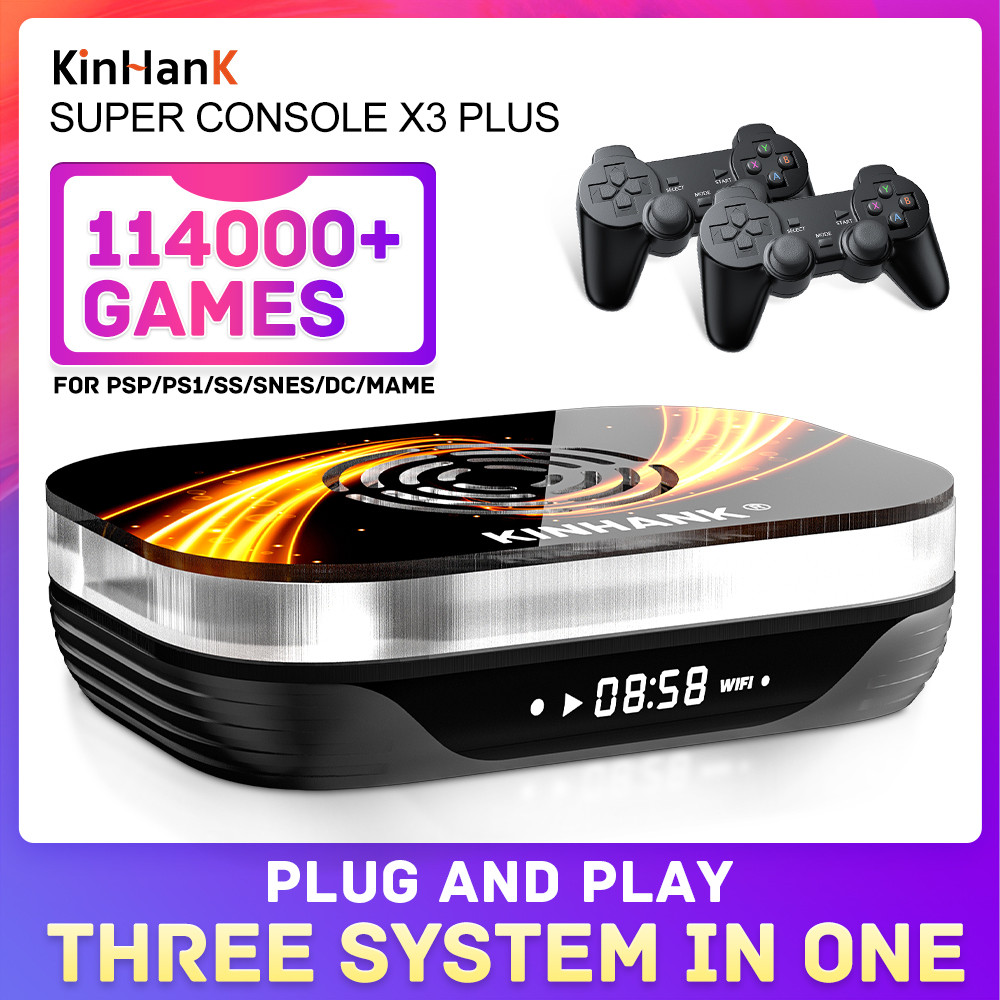 KINHANK x3 Plus Retro Video Game Console with 117000 Classic Games