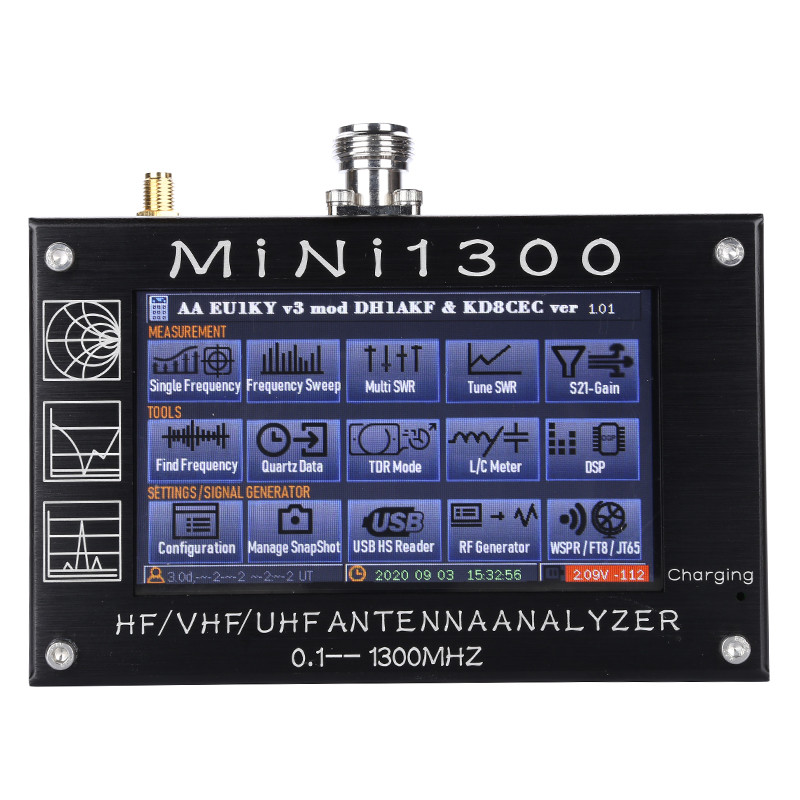 FLASH SALE    Mini1300 4.3 inch LCD Touch Screen 0.1-1300MHz HF/VHF/UHF ANT SWR Antenna Analyzer Met