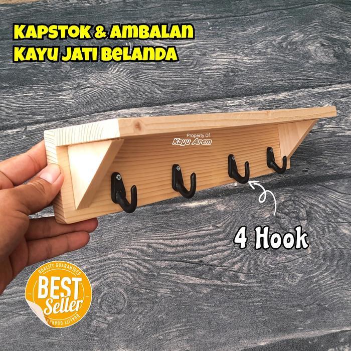 Rak Gantungan Baju Kayu Tempat Kapstok Ambalan Jati Belanda Unik