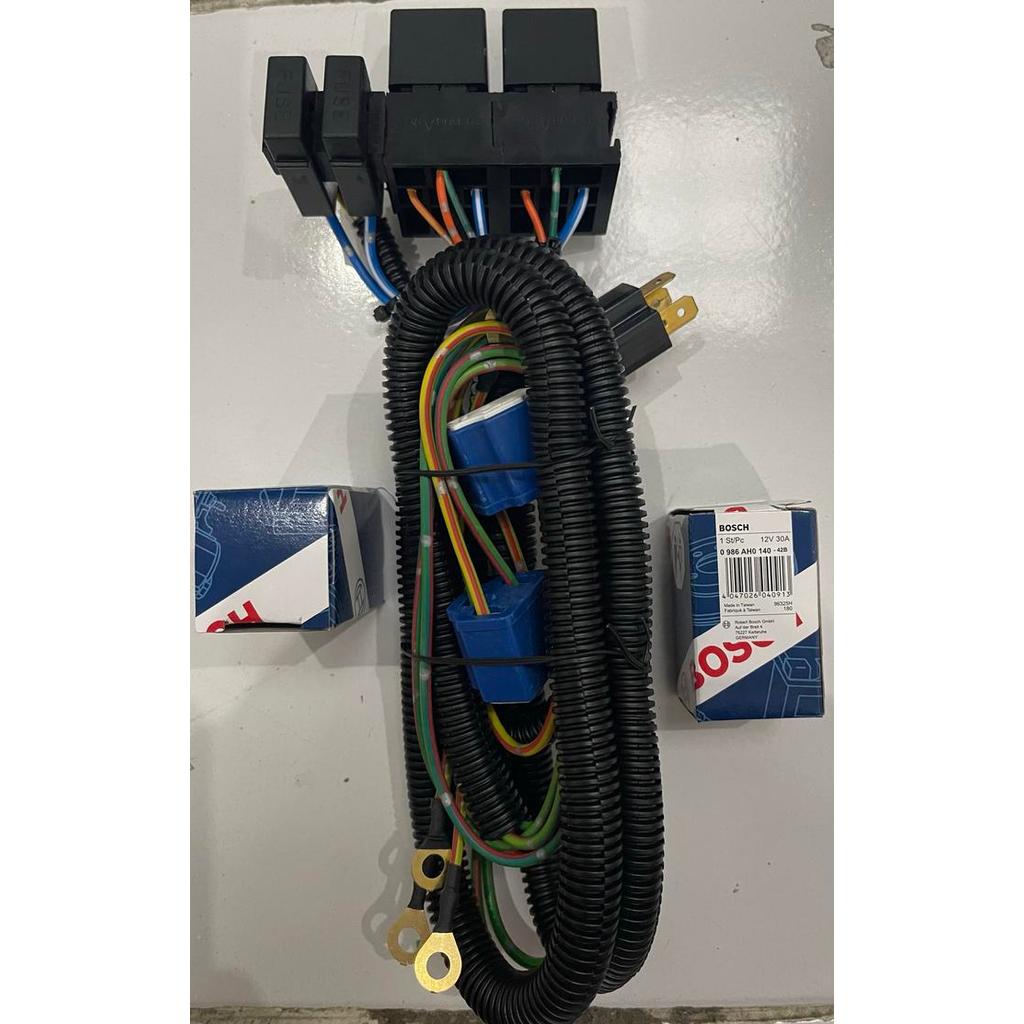 Kabel Set Lampu 2 Relay 2 Lampu, Menggunakan Relay Bosch