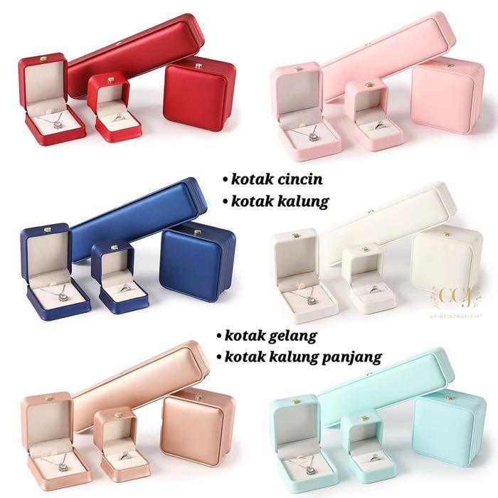 Box Leather Premium Untuk Cincin Kalung Gelang Rantai Kalung Panjang Lamaran Akad Tunangan