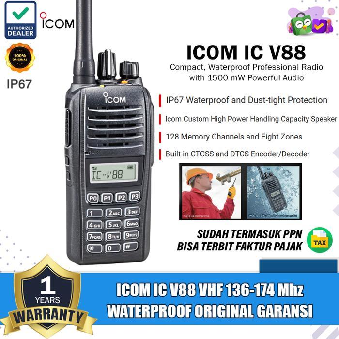 Icom IC-V88 V88 V 88 Singleband VHF 136-174MHz Radio HT Icom V88 Original Garansi Resmi