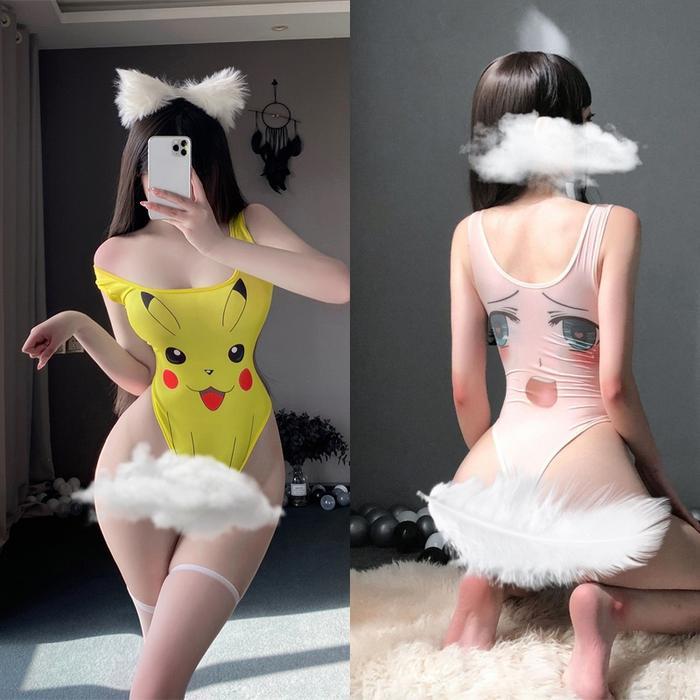 Motif Pikachu Anime bodysuit,Dewasa Sexy Lingerie ,cosplay