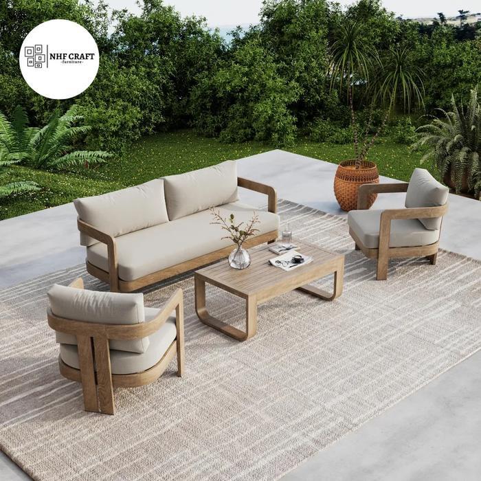 set sofa outdoor formasi 211 meja / set sofa outdoor minimalis modern - Sett