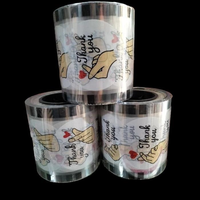 Plastik Seal Cup Thank You Hati Putih / Lid Cup Sealer / Cup Sealer Plastik Isi 800 Cup
