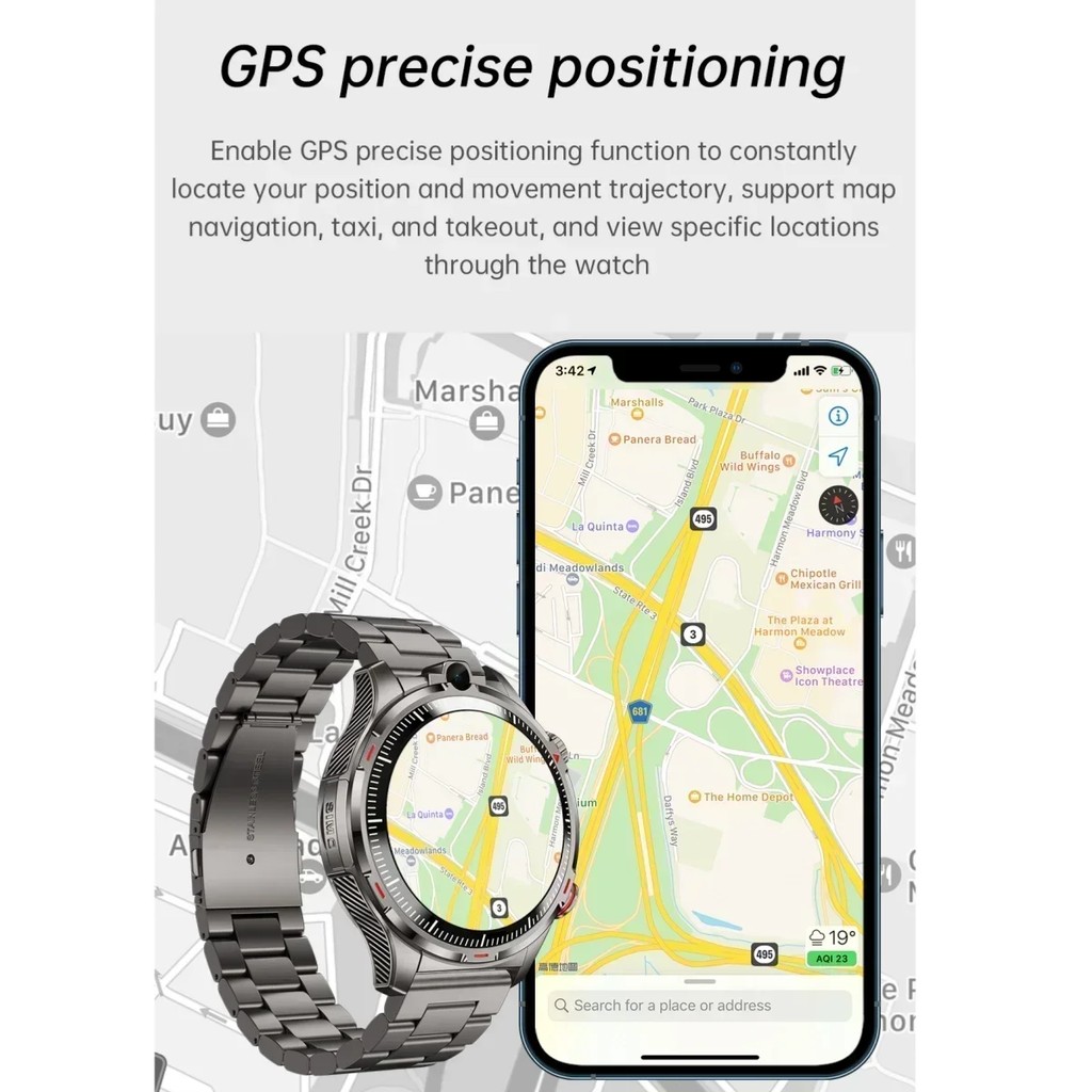 New Android Smartwatch LW12 8GB+128GB Storage 4G SIM Calling Dual Camera Video Chat Sports Mode