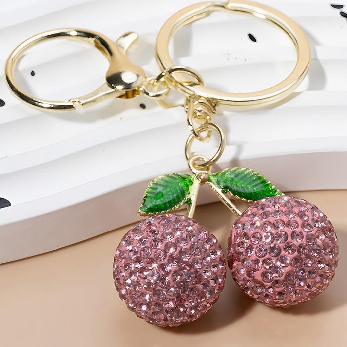 1 PCS FASHION ALLOY RHINESTONE SIMULATION CHERRY PENDANT KEYCHAIN PERSONALIZED CHARM BACKPACK CAR