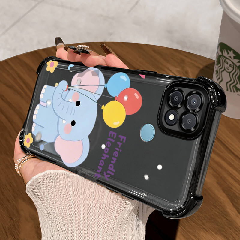 Casing Hp untuk OPPO A15 A15s A35 4G Case Casing pola Gajah dan sapi Kesing empat Anti Drop sudut Ce