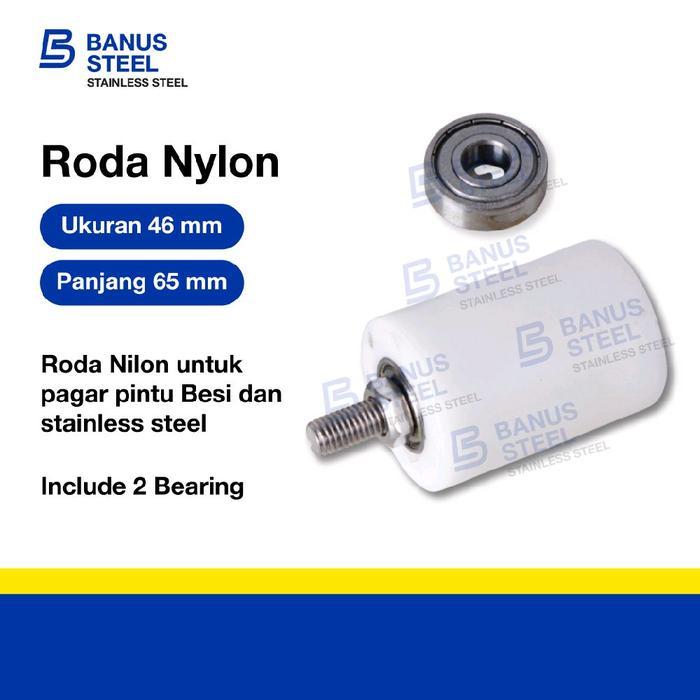 BERKUALITAS Roda nilon 2" inch panjang 65 mm (46 mm x 65 mm) hand pallet nylon
