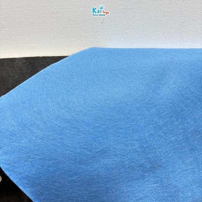 Kain Flannel Lembaran 22x24 cm / Kain Flanel Warna Warni DIY Kesenian Art Prakarya Seni - biru laut