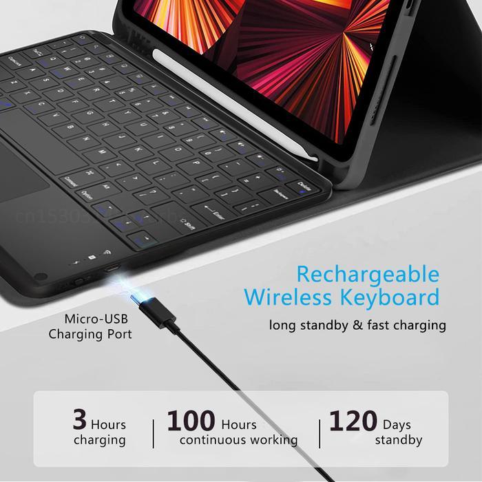 Ipad Mini 6 2021 Bluetooth Keyboard Case With Touchpad And Pencil Case