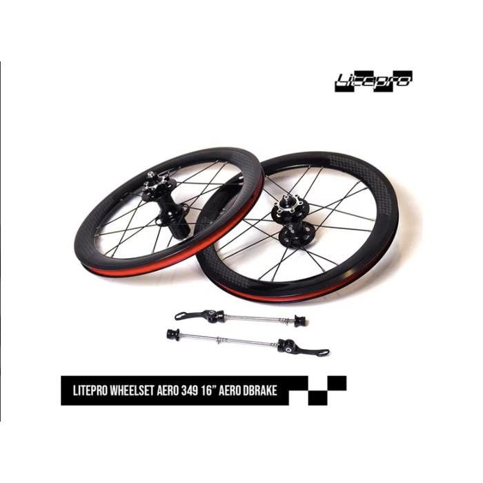 TERBARU Wheelset Litepro s42 Aero 16inch 349 Discbrake 100 135mm 16hole